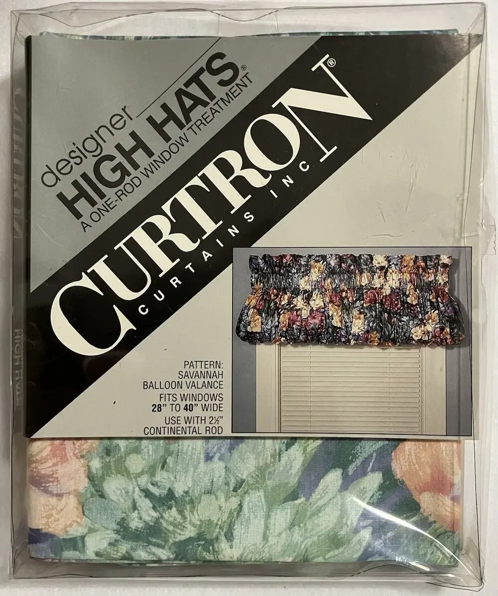 Vtg 90s High Hats Curtron Balloon Valance Savannah Fits 28-40” Window Multicolor
